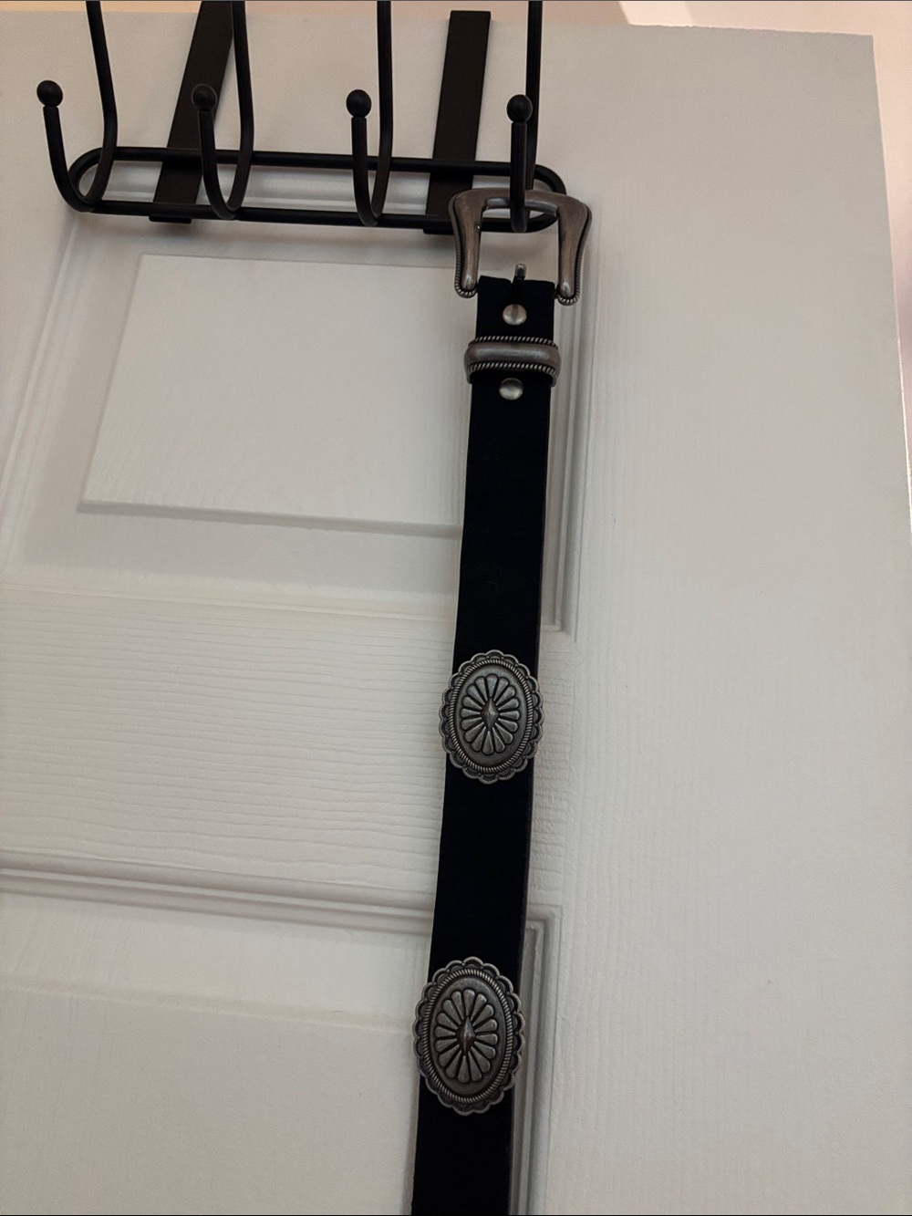 Wrangler Black Leather Belt with Silver Conchos